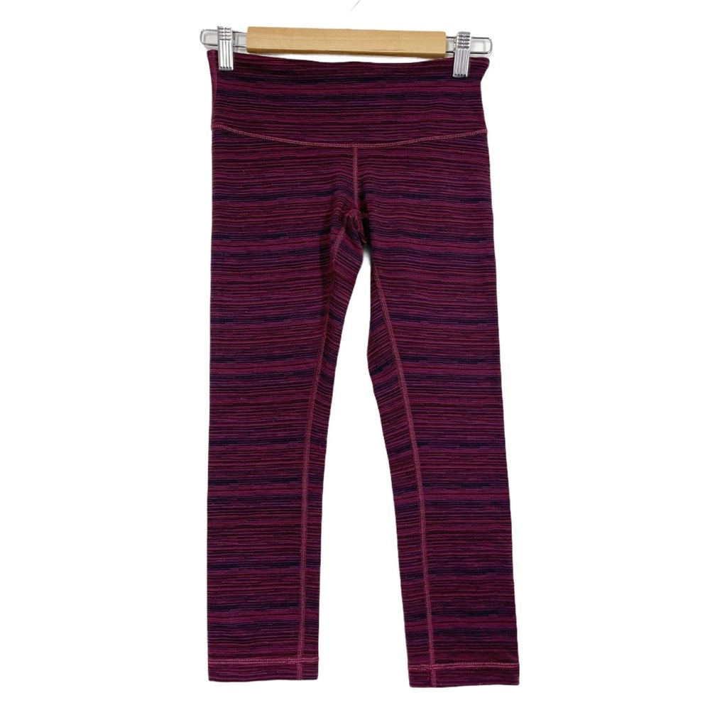 Lululemon Crop Leggings Black & Maroon Stripe 4